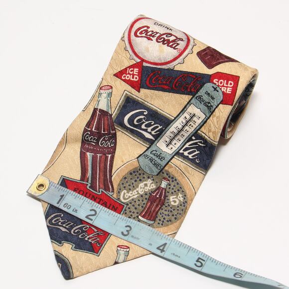 Vintage Coca-Cola Silk Tie 4" x 59" Made in USA - Picture 2 of 4